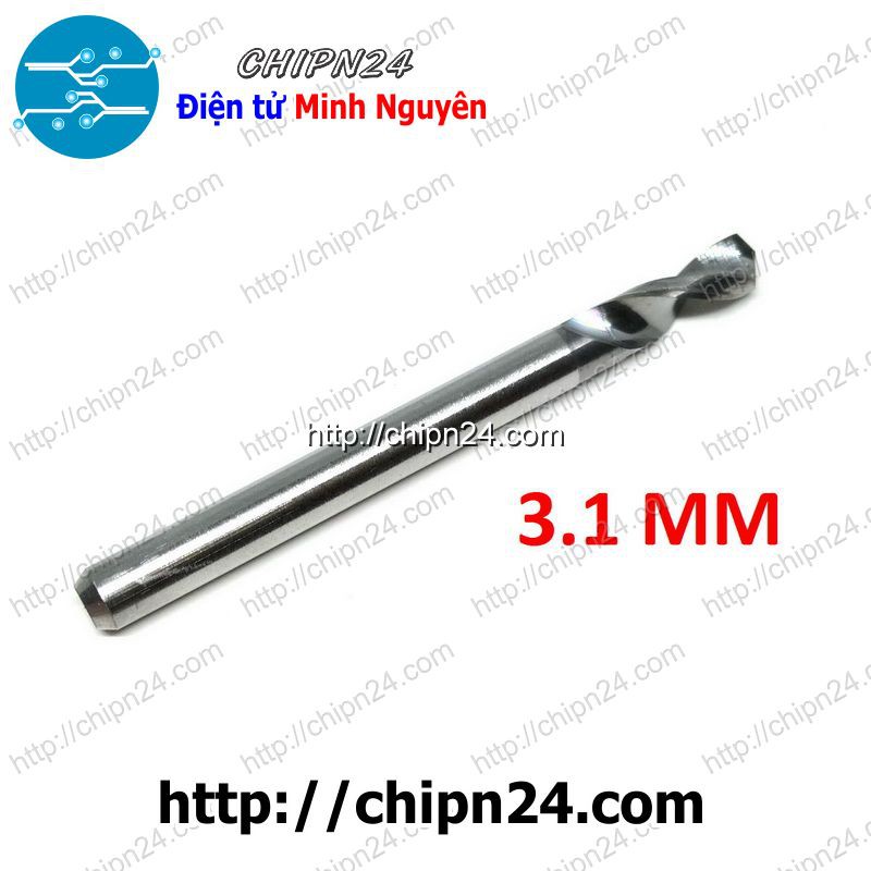 [2 CÁI] Mũi khoan mạch in CNC HỢP KIM 3.1mm