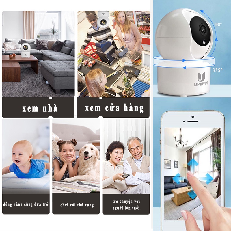 UPUPIN Camera wifi 2k xoay an ninh trong nhà gia đình đàm thoại 2 chiều 1296p 3mp giám sát 32GB hoặc thẻ 64GB