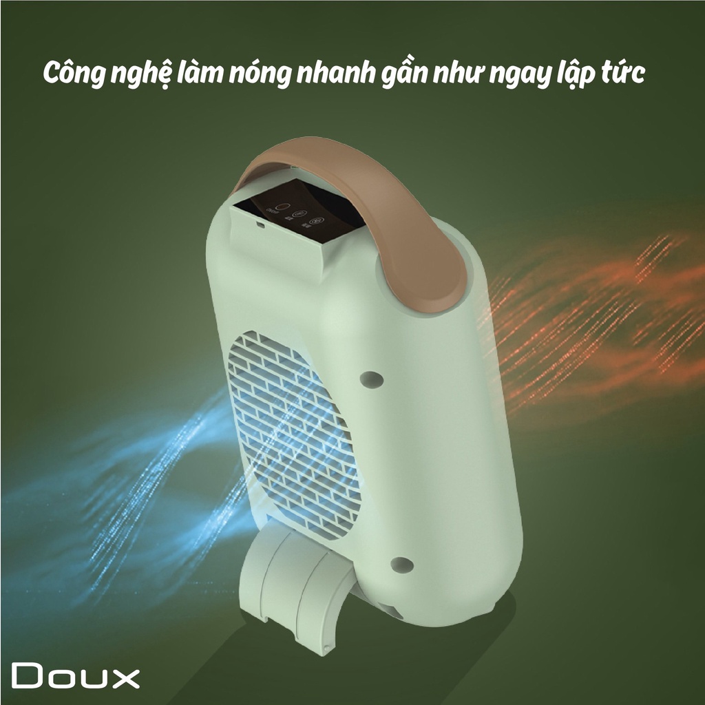 Máy sưởi ấm gốm mini Doux công nghệ mới tiết kiệm điện năng, không đốt cháy, không khí | Quạt sưởi ấm mùa đông cho bé