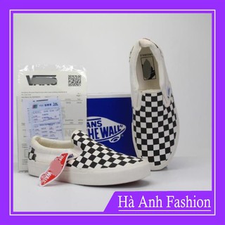 🔥giày sneaker thể thao🔥 van caro trắng đen slipion full box