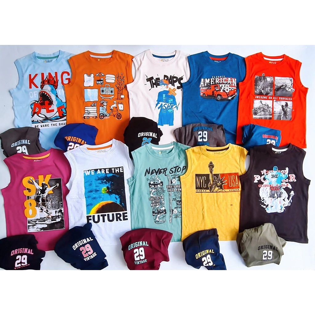Bộ ba lỗ Ru Design cotton nhiều hình BT 5 - 14y