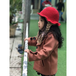 Mũ len handmade bím tóc giả cho bé