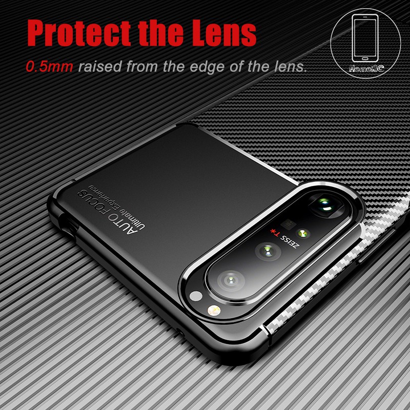 Ốp điện thoại TPU mềm sợi carbon cho Sony Xperia 1 10 5 Xperia1 Xperia10 III II