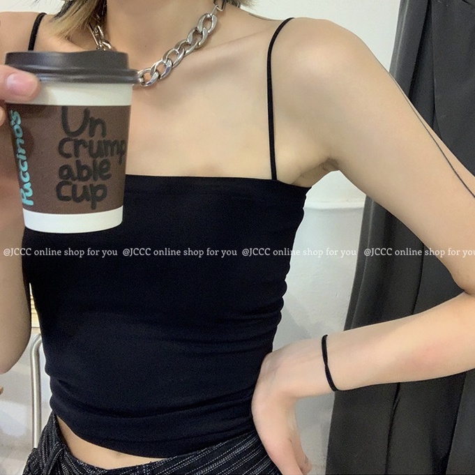 Cocory vn Áo Croptop Hai Dây Có Mút Đệm Ngực 5 Màu Thời Trang Mùa Hè Quyến Rũ Dành Cho Nữ