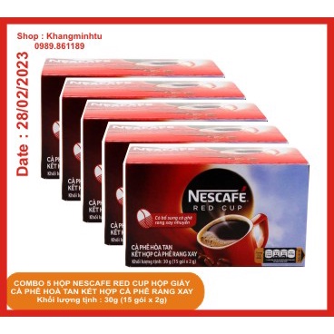 Cà Phê Nestlé Red Cup hộp giấy 30g (15 gói x 2g) - Combo 5 hộp