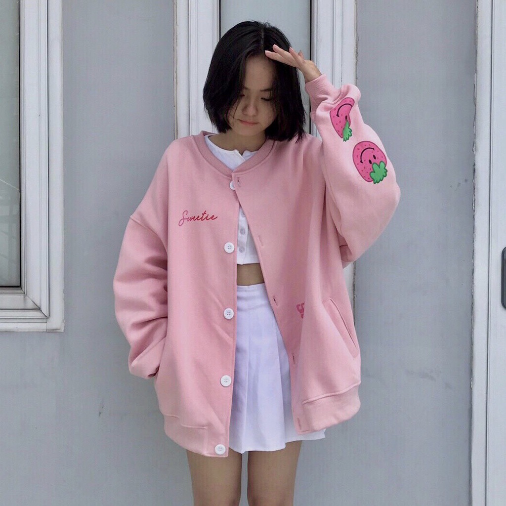 Áo Cardigan TRÁI DÂU CUTE Ulzzang Unisex 1hitshop