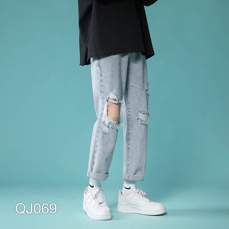 QUẦN JEAN BAGGY NAM WASH RÁCH GỐI - QJ069 - KBT.79 | BigBuy360 - bigbuy360.vn