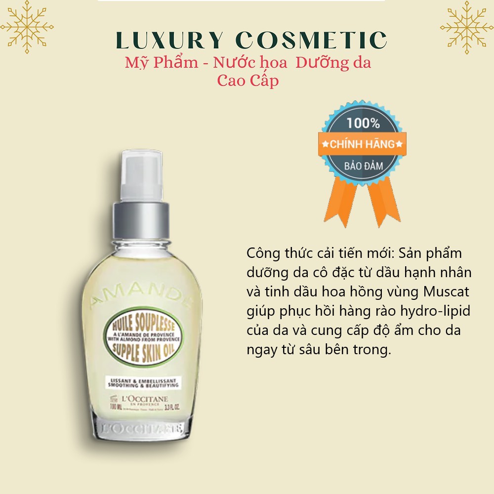  Tinh Dầu Hạnh Nhân Chống Rạn Loccitane Almond Supple Skin Oil 100ml