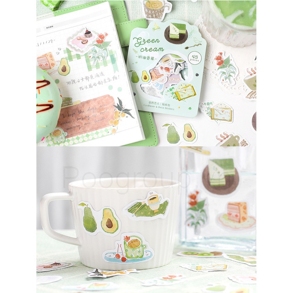 Sticker dán trang trí hình đồ ăn điểm tâm, set 15 cái/ bộ đa dạng mẫu mã Poogroup