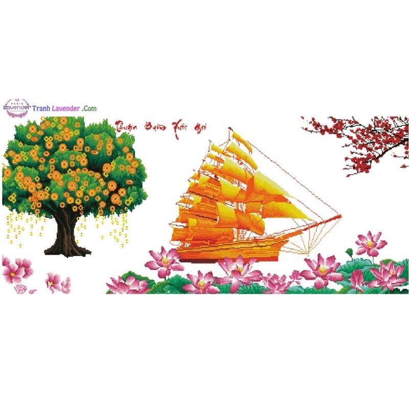 Tranh Đính Đá Thuận Buồm Xuôi Gió Chưa Đính Vs208