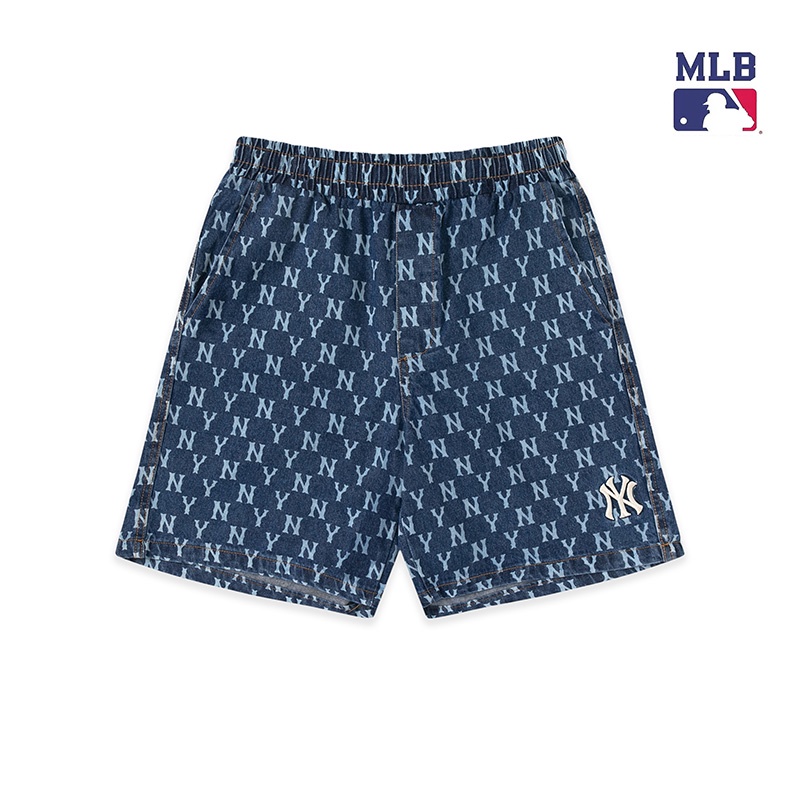 ❤❀  ❤ Quần Short Cotton Dáng Rộng Thêu Chữ MLB NY Thời Trang Đường Phố Mới Unisex
