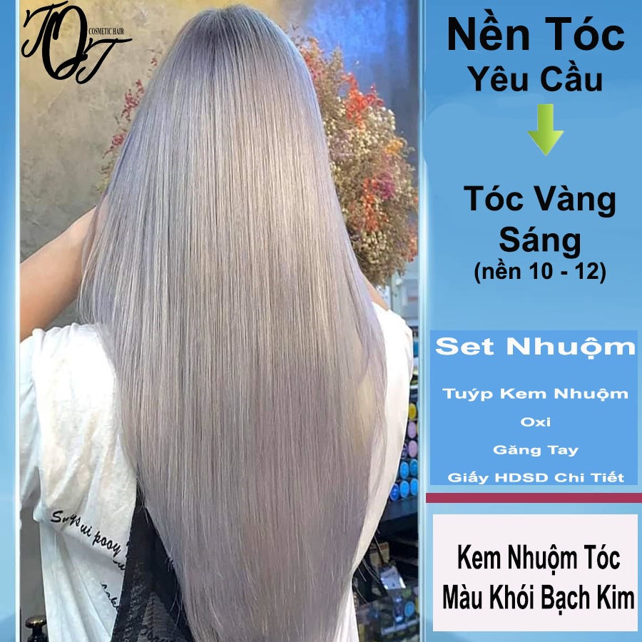 Kem Nhuộm Tóc Màu Khói Bạch Kim (Kèm Oxi vs Găng Tay)