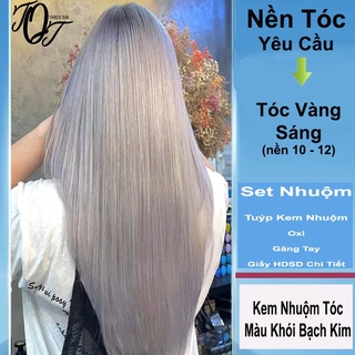 Kem Nhuộm Tóc Màu Khói Bạch Kim (Kèm Oxi vs Găng Tay)