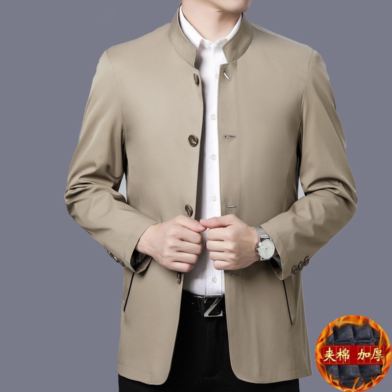 AG✾▼Middle aged fashion❉❉Áo khoác nam trung niên và già mỏng ông nội Xuân Thu 50 tuổi Jacket mùa đông bông dày