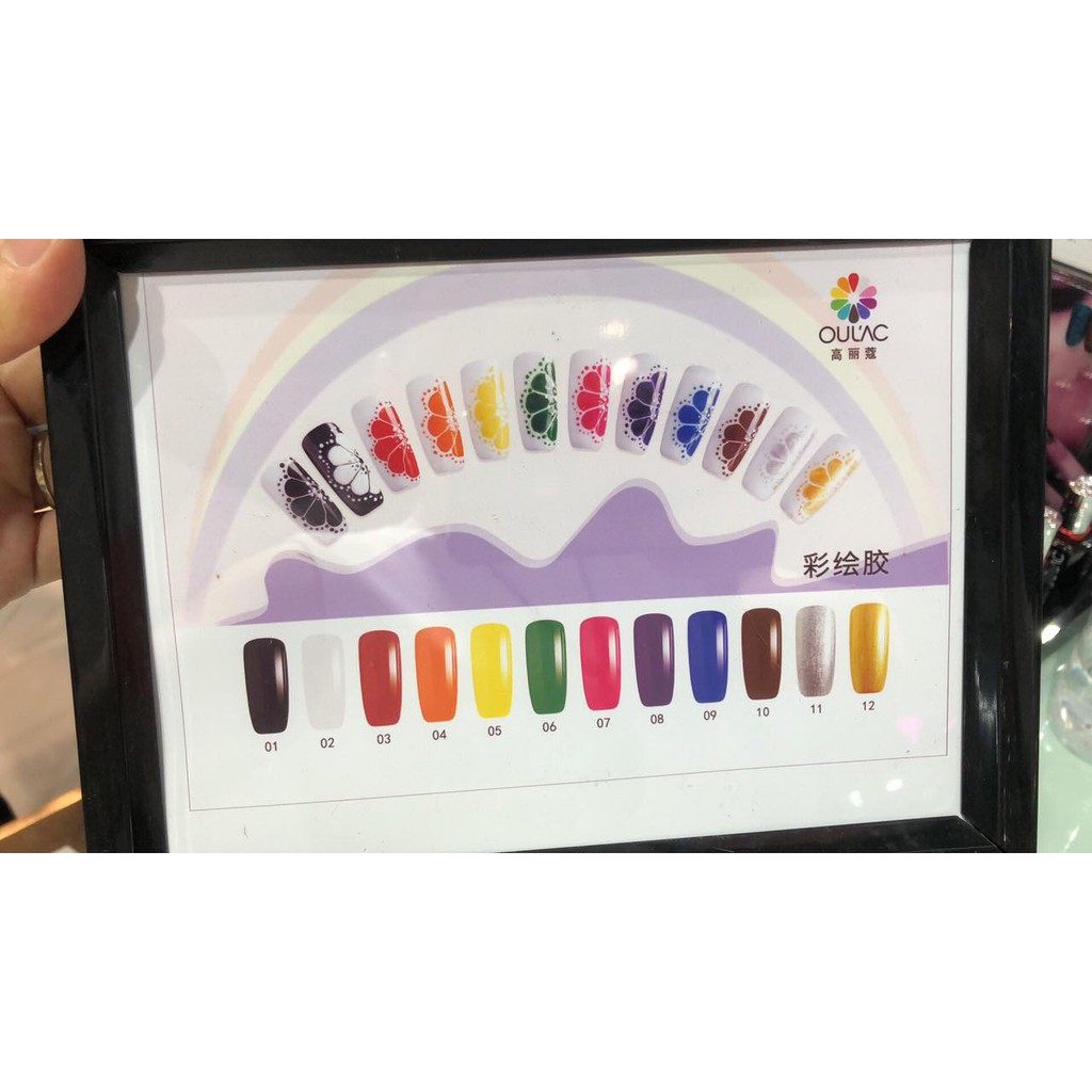 Sét Gel Vẽ 3D Cao Cấp Oulac Màu Đẹp Cực Chất 12 Màu