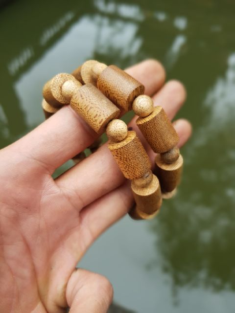 Vòng tay nam đốt trúc gỗ trầm gió hạt tròn 12 li