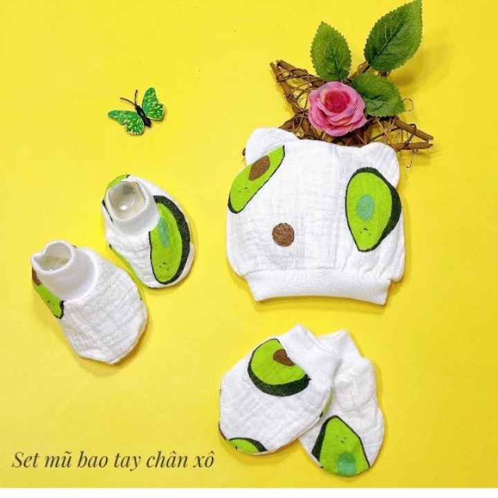 Set Mũ Bao Chân Bao Tay Cho Bé Sơ Sinh Giúp Bé Giữ Ấm Ổn Định Nhiệt Độ Cơ Thể MB26 Homedy Kids