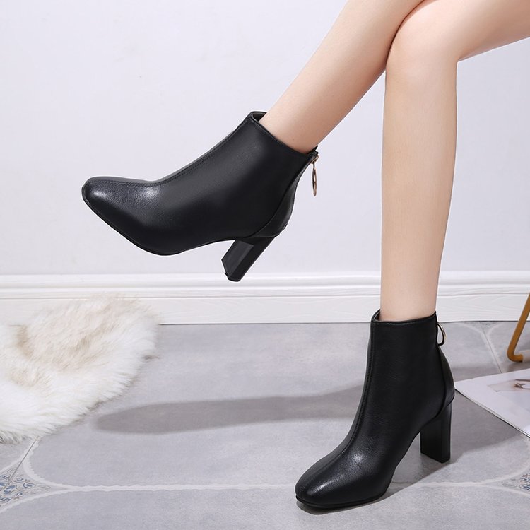 Giày Boot Cao Gót Phối Khóa Kéo Sau Thời Trang Phong Cách Hàn Quốc Cho Nữ | BigBuy360 - bigbuy360.vn