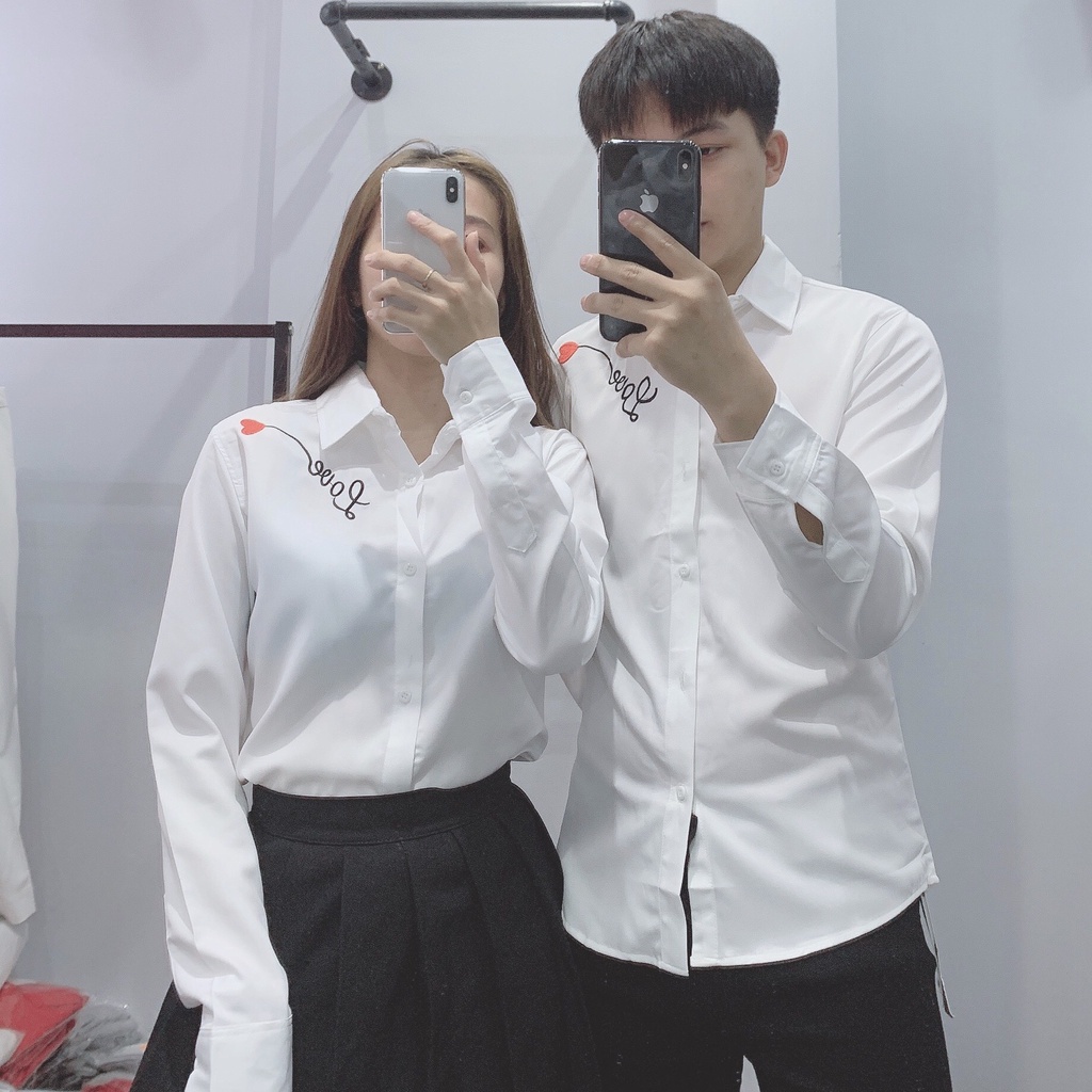 Áo Sơ Mi Nam Nữ Thêu chữ Love