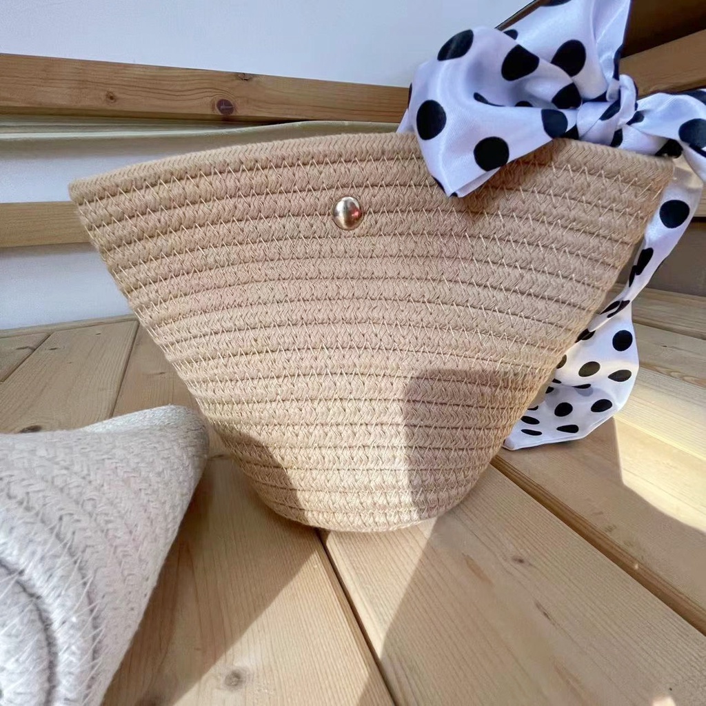 Túi dệt thủ công thời trang Hàn Quốc túi đeo chéo sợi dây cotton túi đựng điện thoại di động / túi đi biển (bao gồm ruy băng)