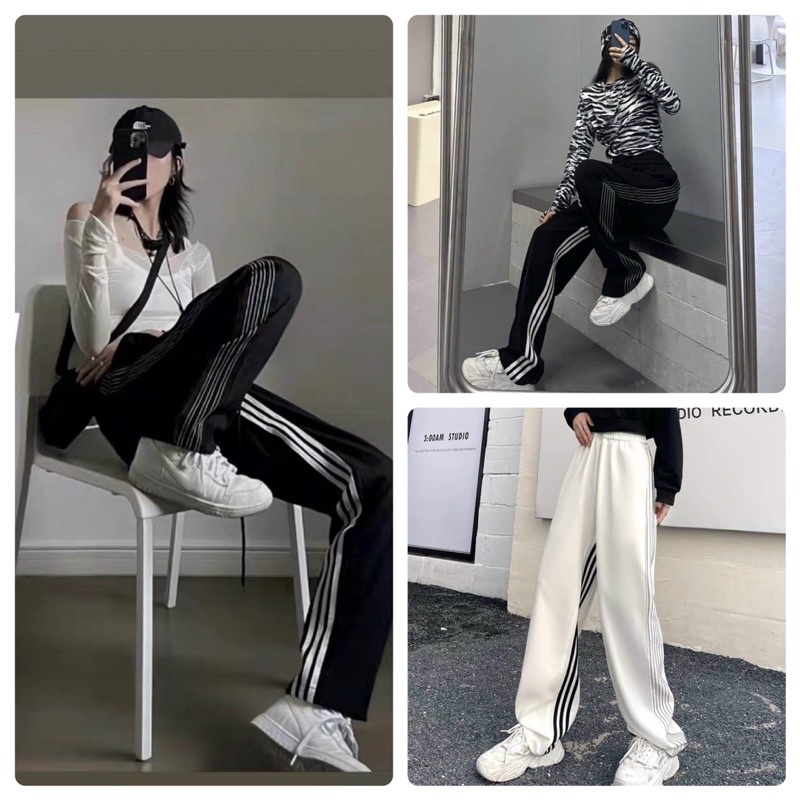 Quần ba sọc phối mí ống rộng , quần ba sọc ống rộng freesize chất dày đẹp bao đổ shop