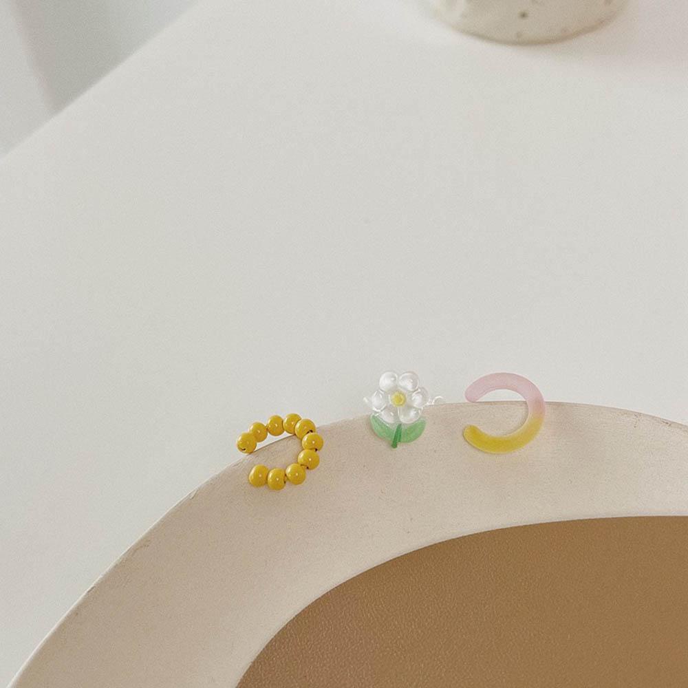 MOCHO Bộ Khuyên Tai Dạng Kẹp Đính Hạt Acrylic Harajuku Mùa Hè Cho Nữ