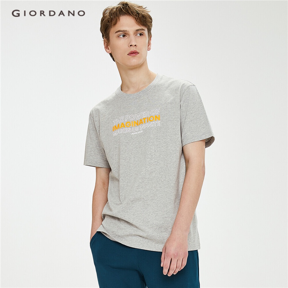 Áo thun GIORDANO 01091229 cổ tròn in họa tiết chữ thời trang dành cho nam