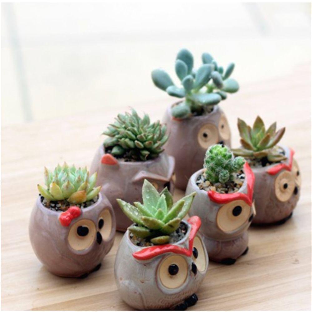 KUNHEV Bình Hoa Bằng Sứ Hình Cú Mèo Dễ Thương Dùng Trang Trí Nhà Cửa