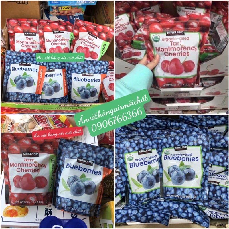 Việt Quất Blueberry - Cherries Sấy Khô Kirkland Signature Mỹ 567 gram