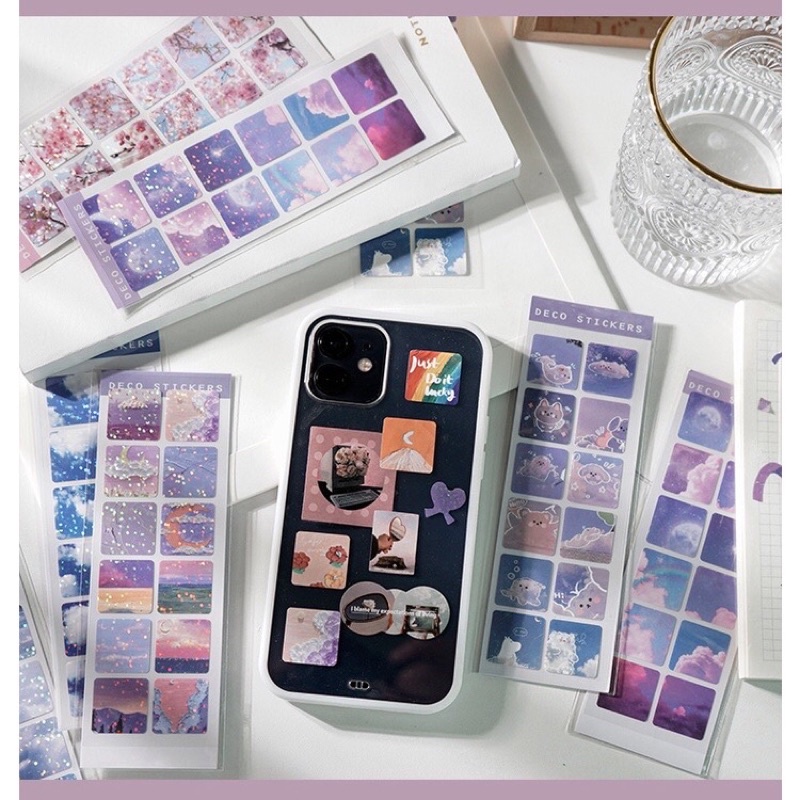 Sticker bầu trời lấp lánh bling bling trang trí sổ,toploader, journal