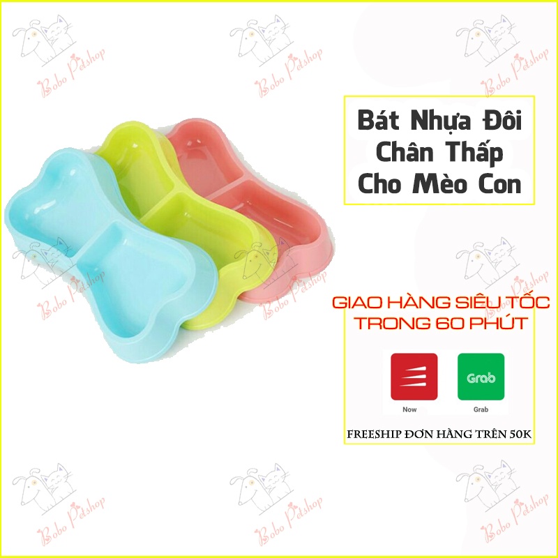 Bát Nhựa Đôi Chân Thấp Nhựa Cứng Nhiều Màu Đẹp Đựng Thức Ăn Cho Chó Mèo Vừa Tầm Mèo Dưới 1 Tuổi - Bobo Pet Shop Hà Nội