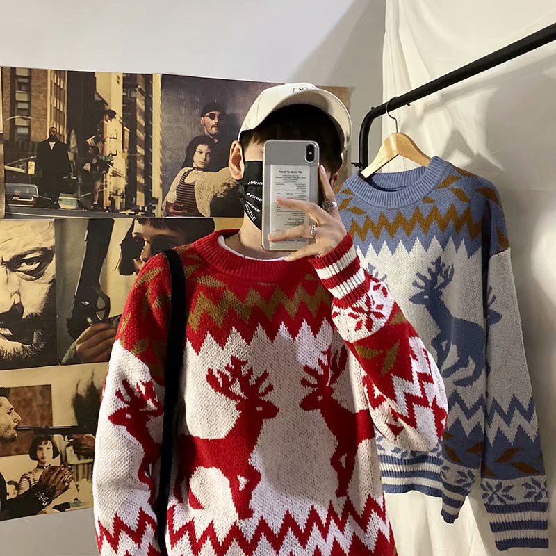 Áo Sweater Họa Tiết Giáng Sinh Thời Trang Hàn Quốc (M-2XL)