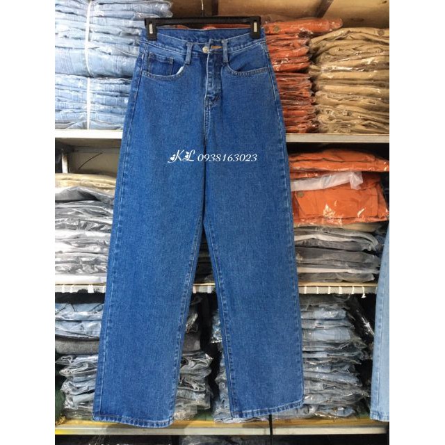 [Sỉ] Quần Jeans Ống Rộng SIMPLE JEANS DÀI 105CM Xanh Nhạt Xanh Đậm Unisex Cao cấp Chiwawa shop
