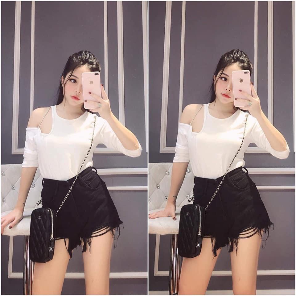 QUẦN ĐÙI SÓC BÒ KAKI ĐEN RÁCH CHẤT CO GIÃN