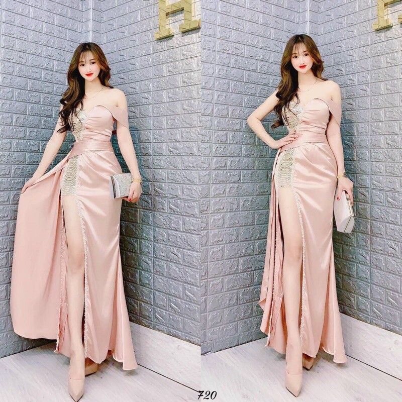 đầm dạ hội trễ vai ( ảnh và video thật 100%)full size