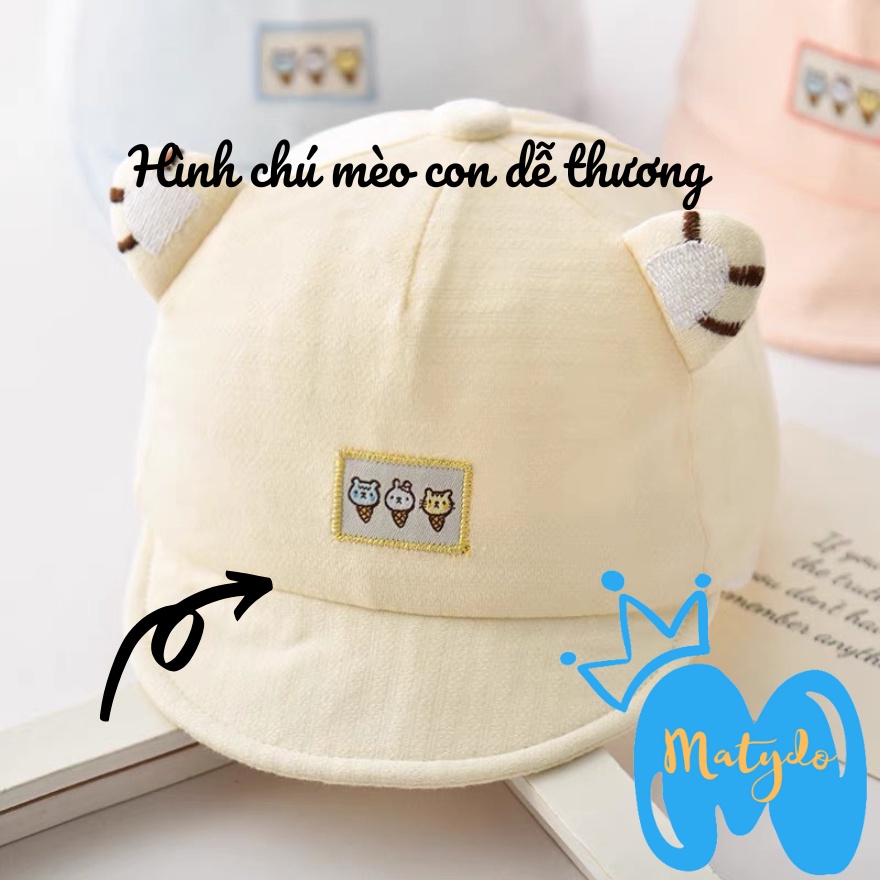 Mũ cho bé sơ sinh hình mèo nón trẻ em bé trai bé gái mềm mại đáng yêu từ 0 đến 12 tháng phụ kiện mũ nón MSS04
