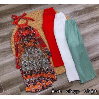 Set áo hở lưng + quần dập ly