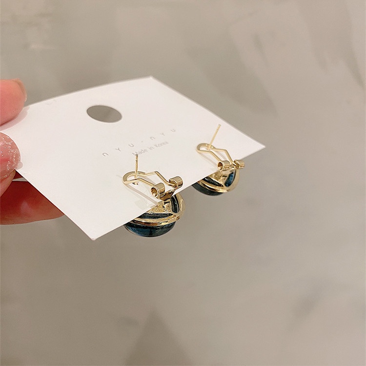 Bông Tai Hình Vuông Họa Tiết onyx Màu Xanh Dương Phong Cách Vintage Hàn Quốc Cho Nữ