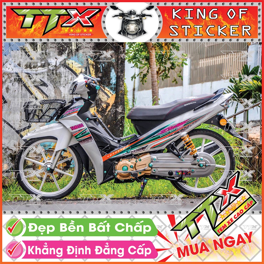 Tem xe sirius hoa văn xoắn , Team phụ kiện sirius màu đen nền bạc tuyệt đẹp , Shop TTX Tem rời sirius mã (S0007/00)