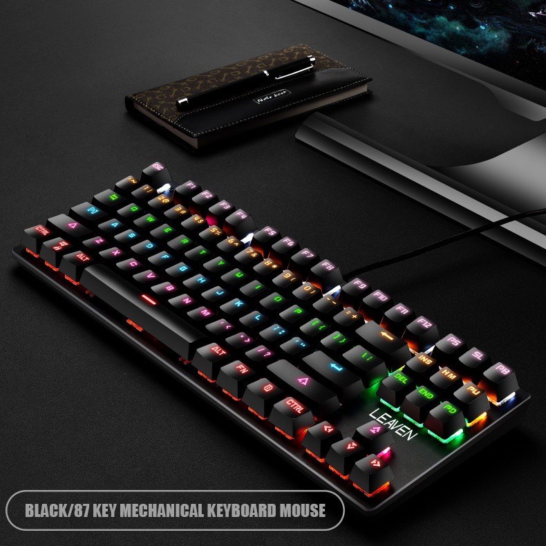 Bàn phím cơ Gaming Leaven K550 Blue Switch TKL 87 phím , LED Rainbow , chống nước