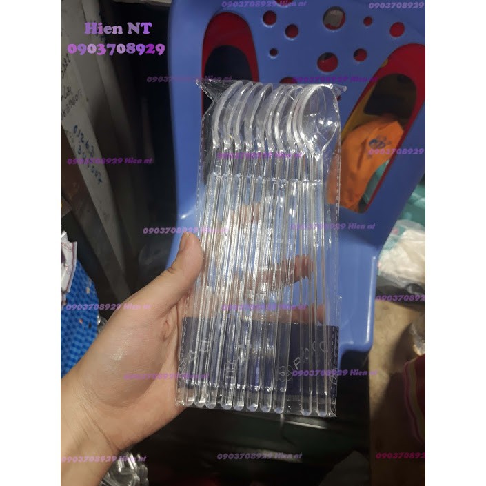 10 Muỗng  20cm nhựa sinh tố, thìa trà sữa dài pastel, màu trong suốt, đủ màu - Cocktail Spoon
