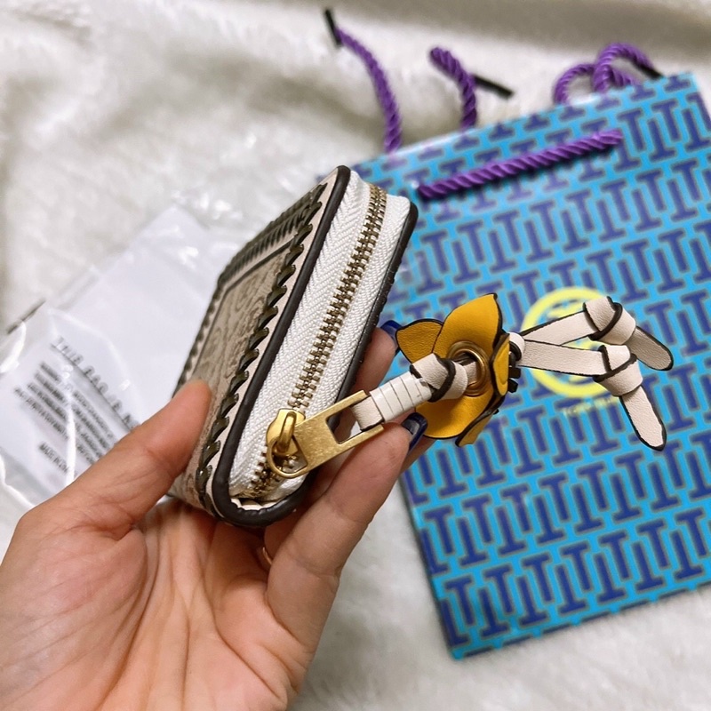 Ví thẻ Tory burch da thật nhỏ xinh, dây kéo hoa xinh lắm