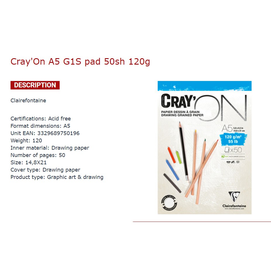 Sổ Cray'On Clairefontaine 120gsm 50 sheets