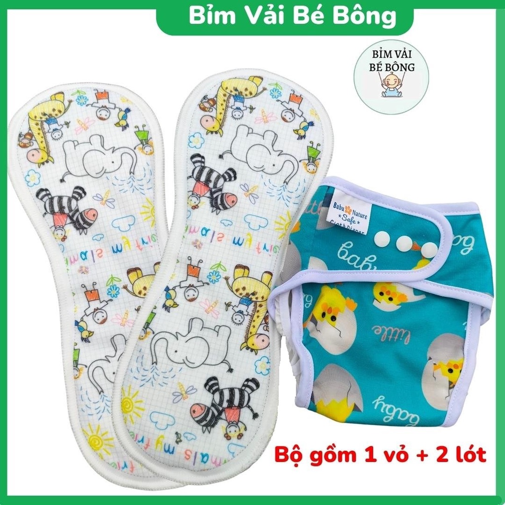 [ƯU ĐÃI] [10 QUẦN+20 LÓT] Combo 10 Bộ Bỉm Vải, Tã Vải Babu Nature Nature Chống Hăm, Chống Tràn Cho Bé, SIZE M,L