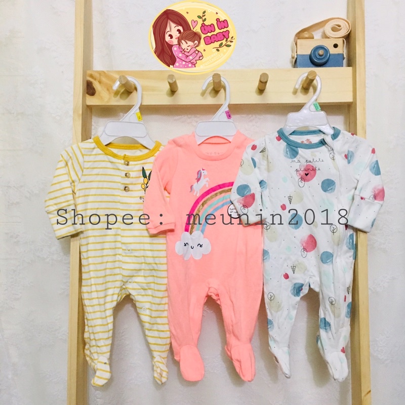 Body sleep cotton cho bé sơ sinh hàng xuất dư liền tất (size Newborn)