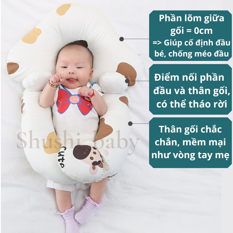 Gối Ôm Cho Bé Chữ U Chống Giật Mình, Chống Méo Đầu Cho Bé Khi Nằm Hình Bò Sữa