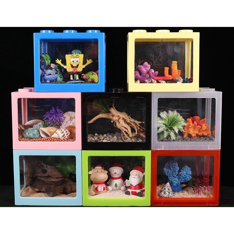 Bể Cá Mini Lắp Ráp Dùng Nuôi Cá Cảnh Thuỷ Sinh, Betta, Marimo, Bò Sát Nhỏ