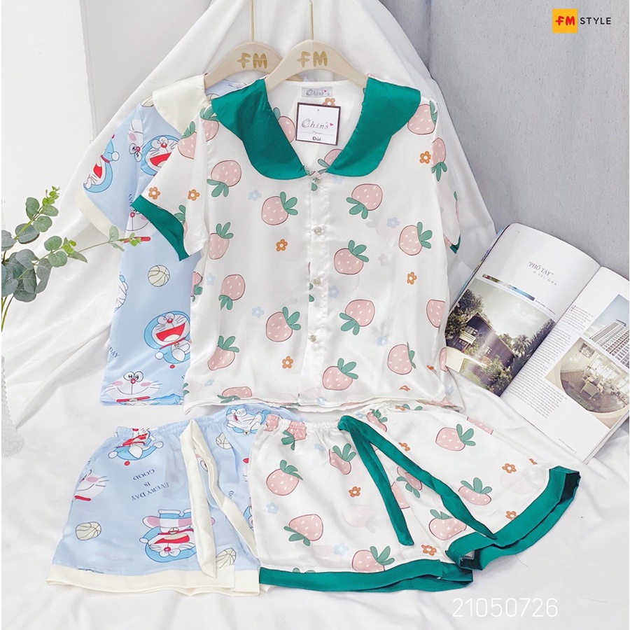Đồ bộ ngủ nữ FM Style bộ đồ ngủ Pijama, hoạ tiết dễ thương, chất vải lụa cao cấp, thoải mái - mát mẻ ngày hè 21050726