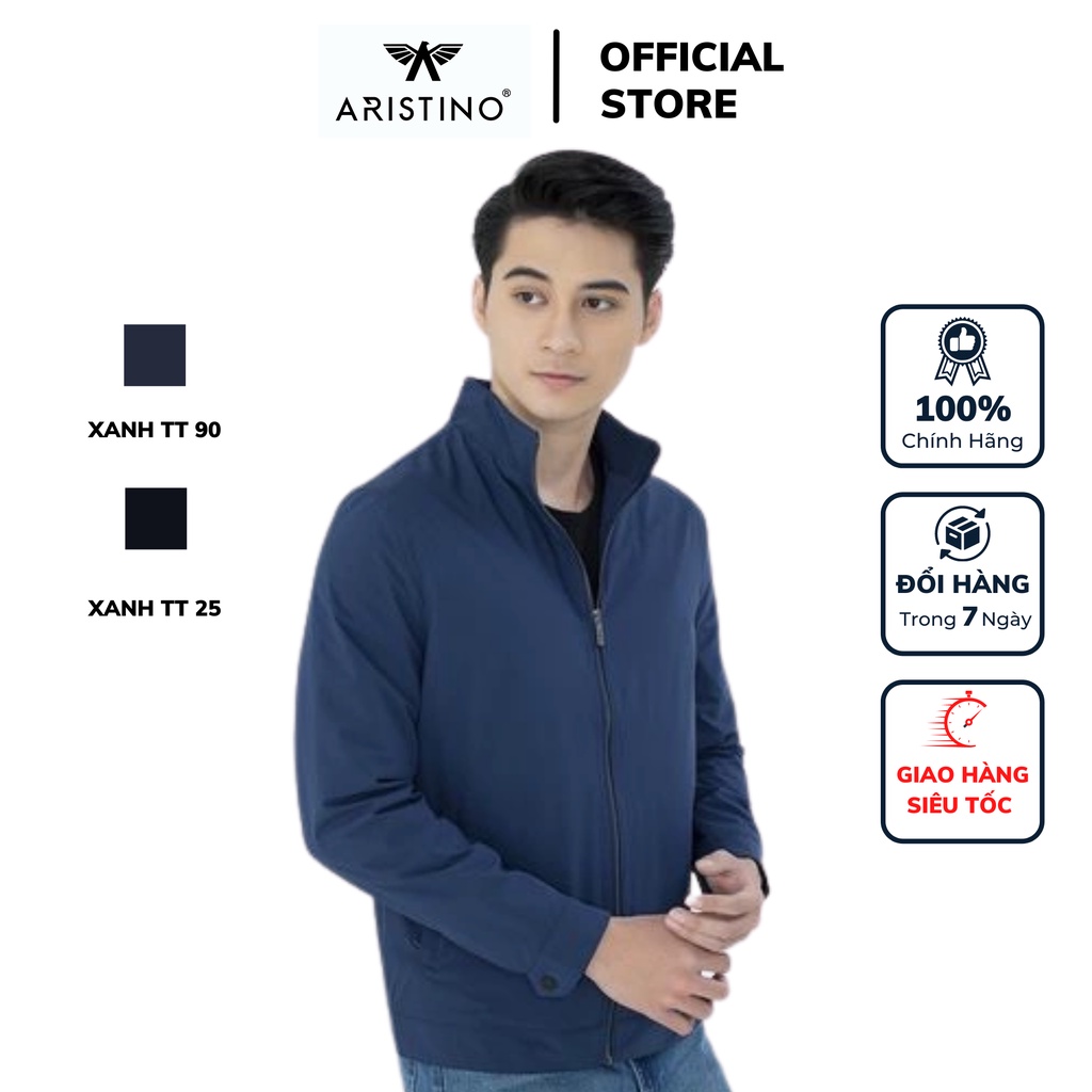 Áo khoác gió Aristino 2 lớp dáng suông vừa bo tay bo tay bó gấu tiện lợi chất liệu polyester mềm mại AJK009W1