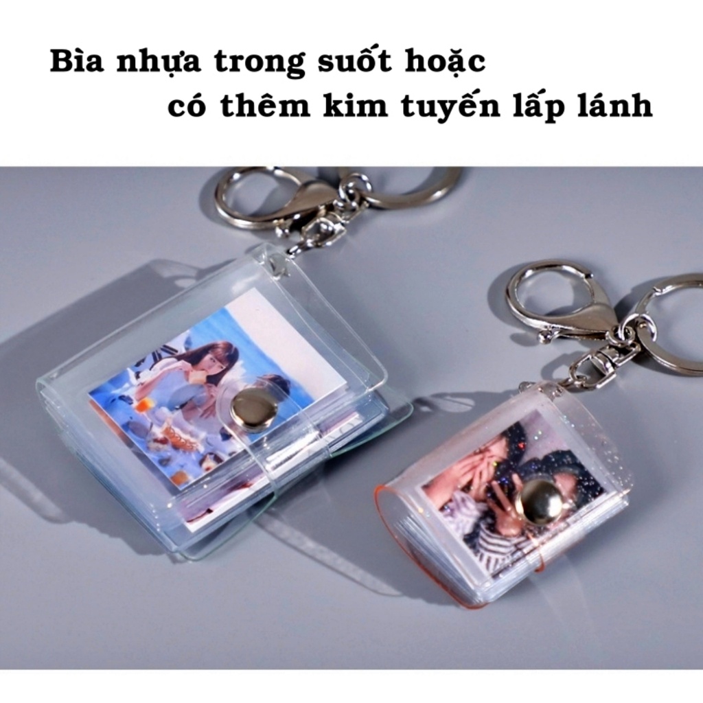 Móc khóa album ảnh mini để 28 ảnh 2 inch bìa nhựa trong suốt để chìa khóa xe máy và in ảnh theo yêu cầu tại Tú Vy Studio